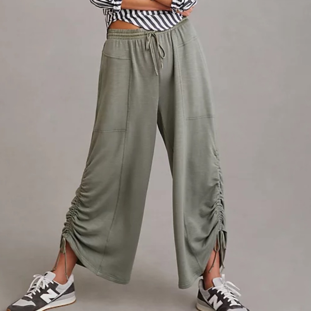 Daily Practice by Anthropologie NWT Relaxed Pants Green Viscose Cotton Blend XS